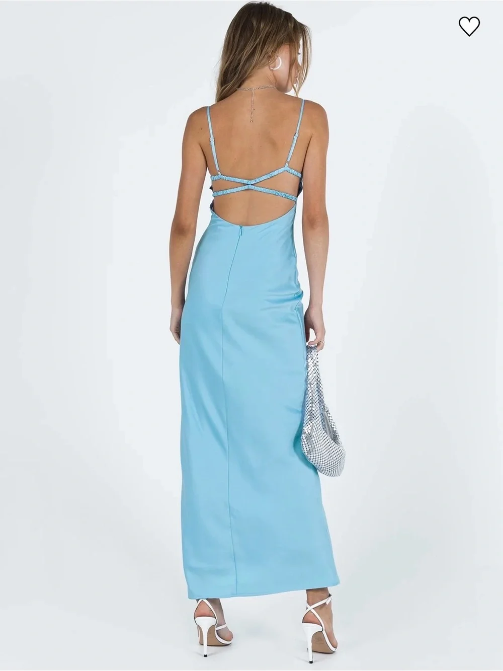 Princess Polly Light Blue Satin Slip Gown - Picture 4 of 7